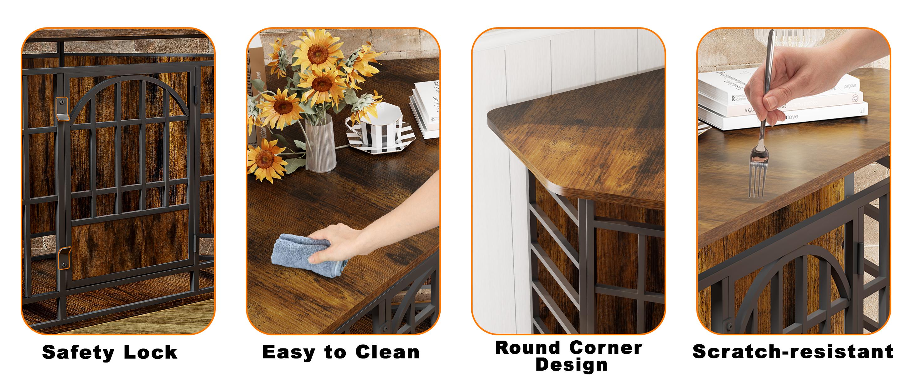 COZPAW 52 Inch Corner Dog Crate Furniture,Wooden Dog Kennel Indoor Furniture End Table,Modern Dog Cage Decorative Pet House TV Stand for Large Medium Dogs,Gray