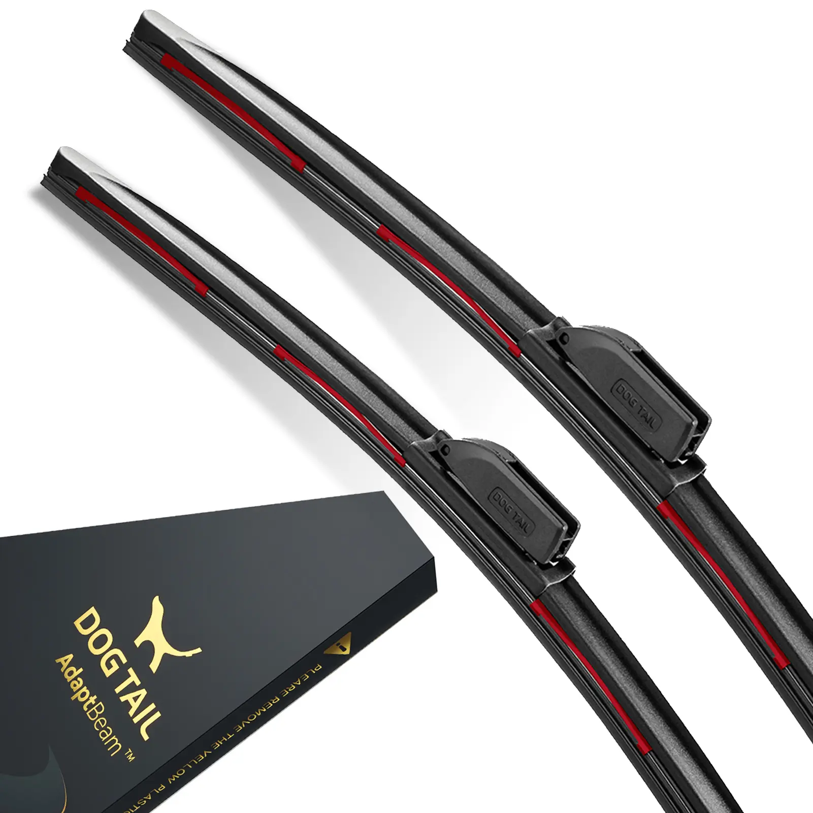 DOG TAIL AdaptBeam Neoprene Rubber Windshield Wiper Blades - 2026 Next-Gen Self-Adjusting Perfect Fit Tech, 7-in-1 Universal with Universal Adapters, 3X Longer Life, Silent Operation, Streak-Free Wipe, OEM Fit Auto Replacement Parts, Car Accessories