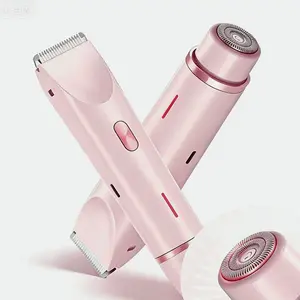Cordless Dual-Head Wet & Dry Use Bikini Trimmer for Women Electric Shaver and Razor Rechargeable Portable Hair Removal Tool Body, 3-in-1 pink waterproof nahair gems: pubic, facial, underarm, legs, head Epilator for travel