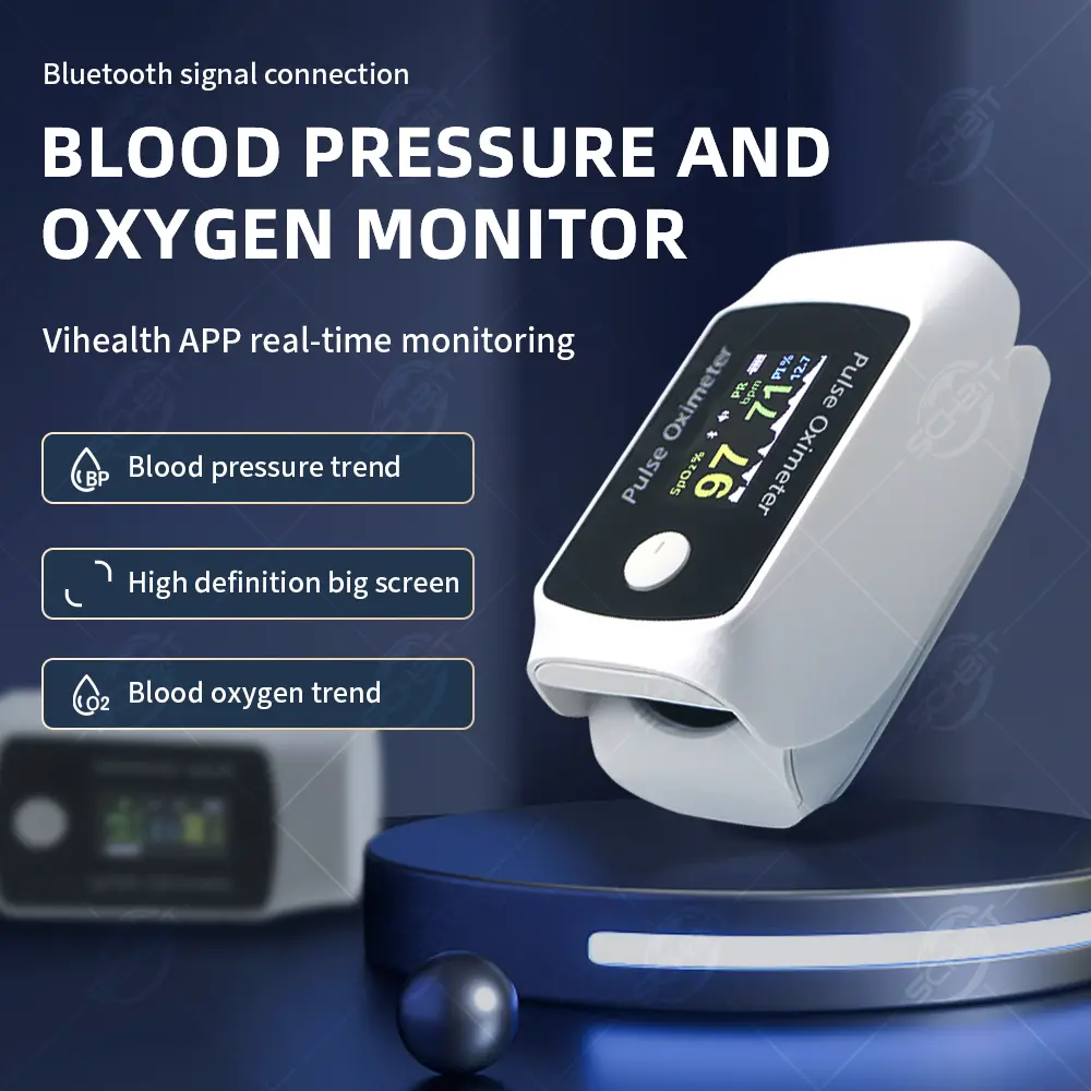 Bluetooth Smart Pulse Oximeter - Rechargeable Finger Monitor, Real-Time HR/SpO2 Tracker with App Connectivity for Home Use & Fitness, Medical Health Monitor Accessory