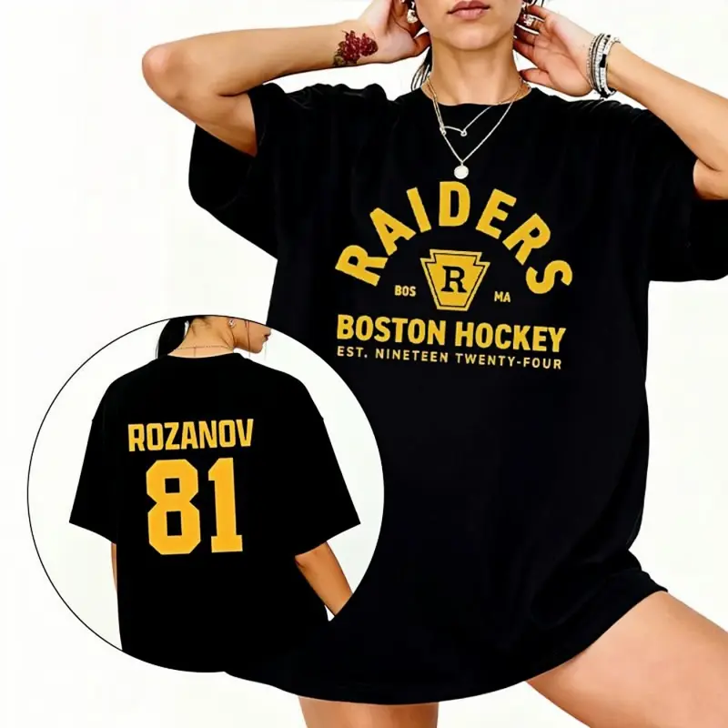 Men's 100% Cotton Soft Crew Neck Tshirt - Boston Raiders Digital Print, Ilya Rozanov Heated Rivalry Book Merch, Classic Fit, Normal Type, Pull On, Easy Measuring, Made in USA, All Seasons Casual Football Menswear Top