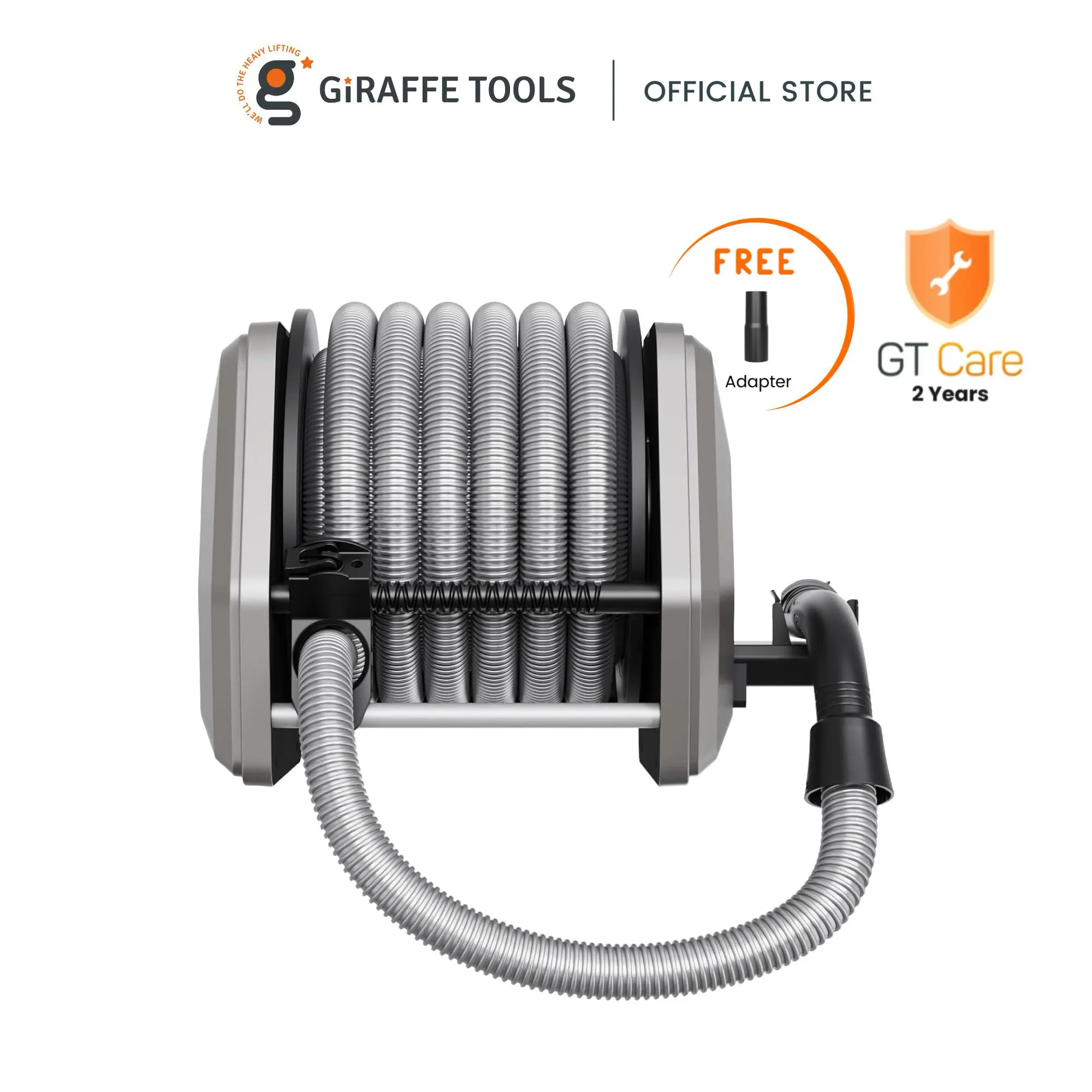 [BackToSchool] Giraffe Tools Vacuum Hose Extension Reel with 30FT Hose, 1-1/4'' Wall Mount Vacuum Replaceable Hose Suitable for Diameter 32mm Wet Dry Vacuums Fitting Cleaning, 2 years warranty
