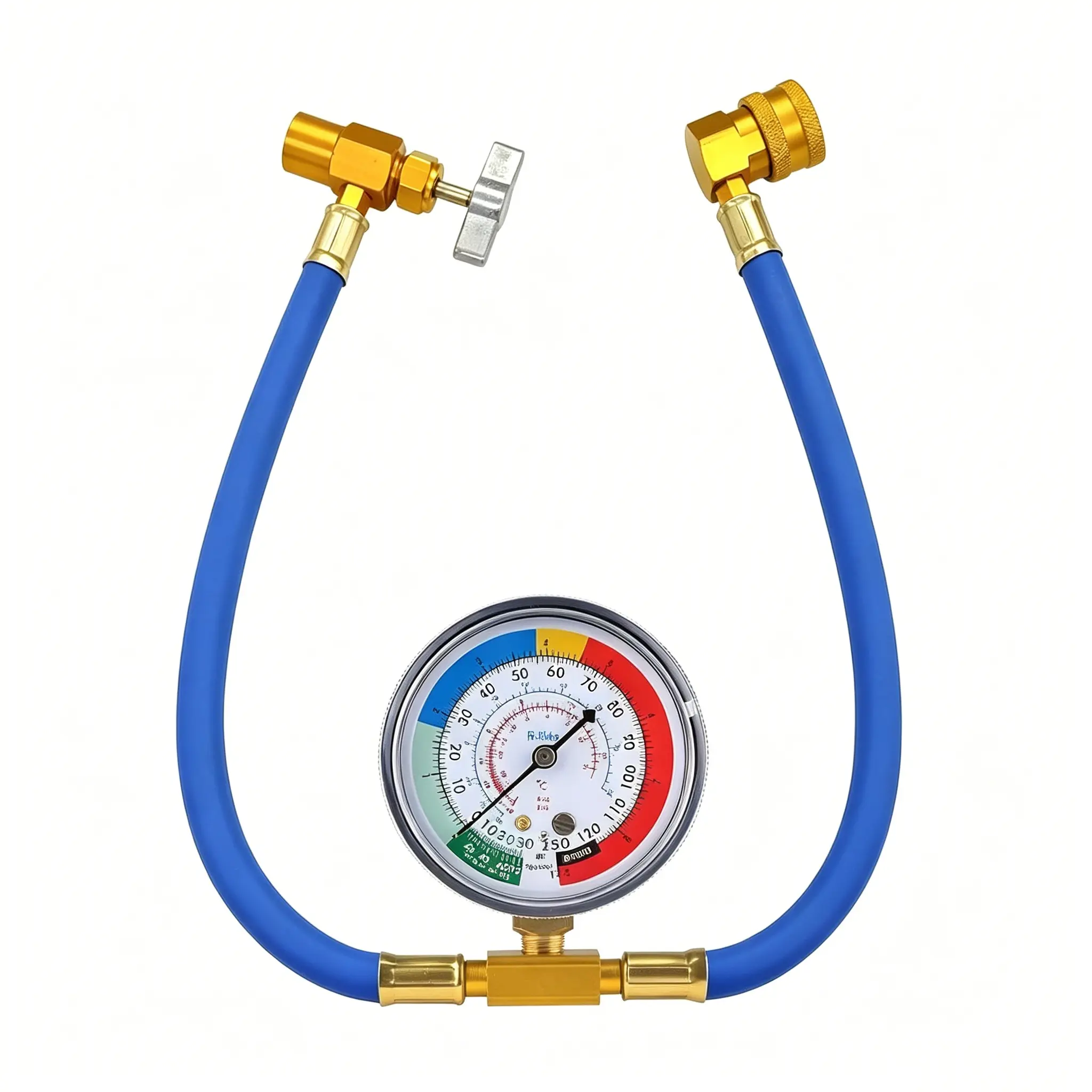 R134A Car AC Refrigerant Charge Hose Kit, Air Conditioning Charge Hose with Gauge & 1/2 Dispensing Valve, Vehicle Refrigerant Recharge Measuring Accessories, Universal Fit