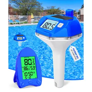 LuxBlue 2026 Solar Wireless Pool Thermometer, 650FT Transmission | Extra-Large Backlit Digital Display - Easy Read at Night | IP68 Waterproof Floating Pool Temperature Thermometer for Hot Tub, Spa