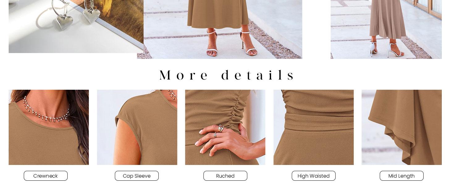 PrettyGarden Women's 2-Piece Ribbed Knit Short Sleeve Crop Top High Waist Midi Skirt Set Summer Outfits#springtok