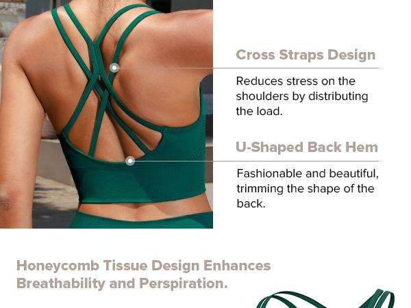 BRXL Women's Sexy Crisscross Back Sports Bra - Seamless V-Neck Wireless High Waist Stretchy Activewear for Daily Outings & Sports LOVE