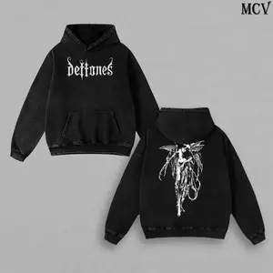 Deftones Band Vintage Washed Hoodie, Oversized Menswear And Women Menswear Tops, Gym Pump Cover, Hip Hop Y2K Graphic Apparel, Gift for Fans