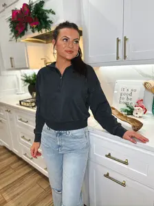 Casual Chic Half Zip Collared Sweatshirt