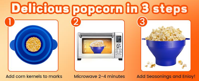 Microwave Popcorn Popper, Silicone Popcorn Maker Bowl for Microwave, Popcorn Popper Bowl, Kitchen Gadgets & Microwave Cookware