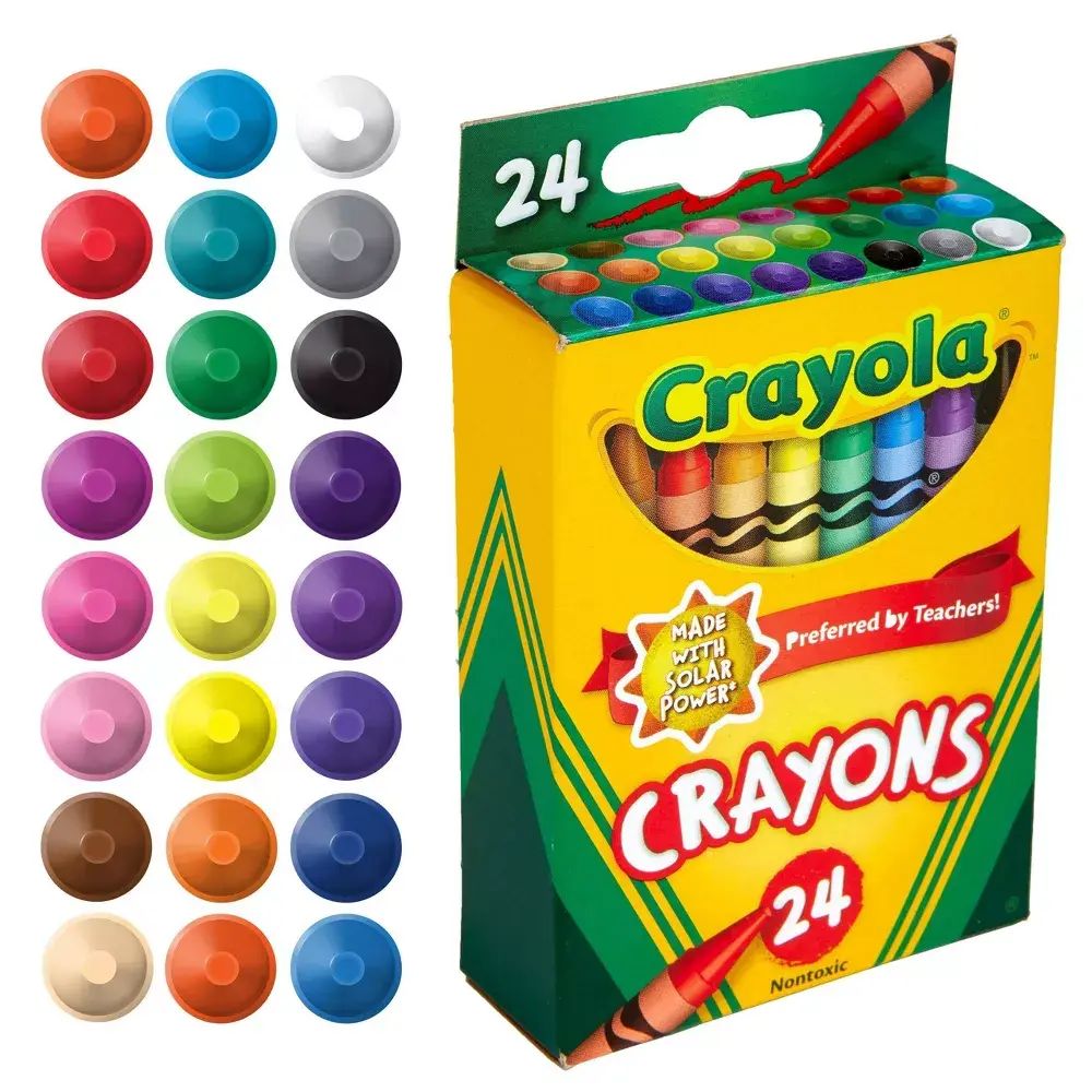 Crayola 24ct Crayons Elementary School Supplies for Kids, Art Classroom Must Haves for Teachers, Coloring Gift Ages 3+