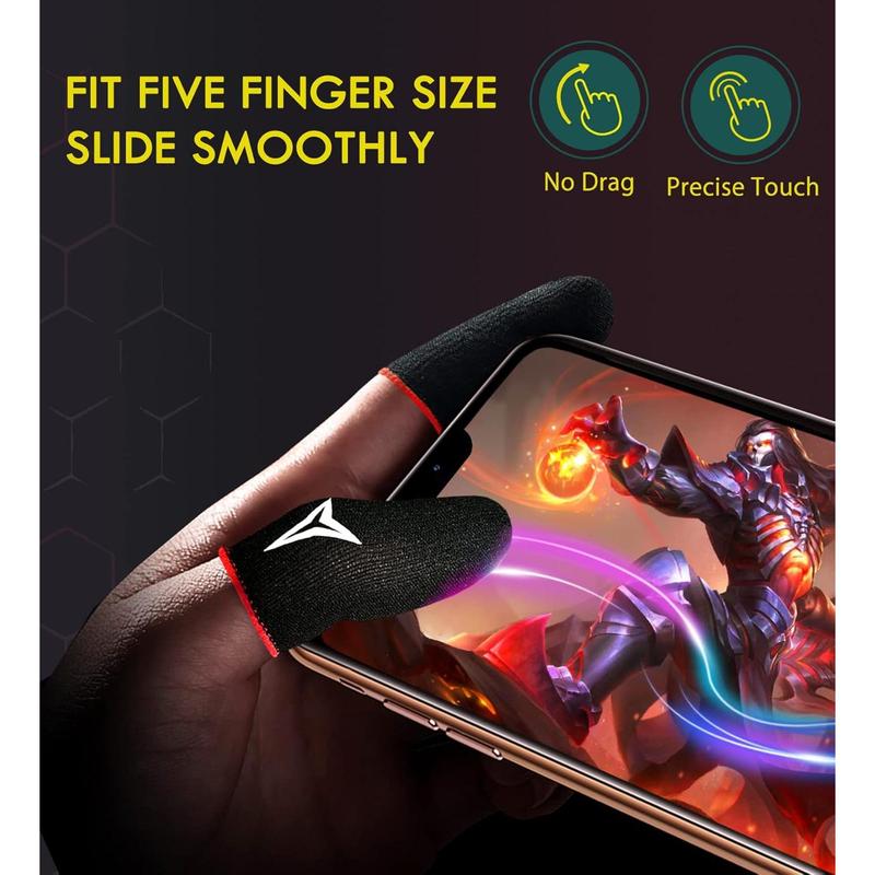 10 PCS Mobile Phone Gaming Finger Sleeves,  Finger Sleeves Fit All Touchscreen Devices, 0.15mm Superconducting Nanofibers, Smooth Feel, Anti-Sweat, Extremely Thin, Red Edge