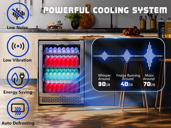 AMERLIFE Beverage Refrigerator-24 In fridge with Glass Door, Adjustable Shelves and LED Touch Panel, Under Counter Design for Wine Beer, Built-In or Freestanding Use, 34-64℉