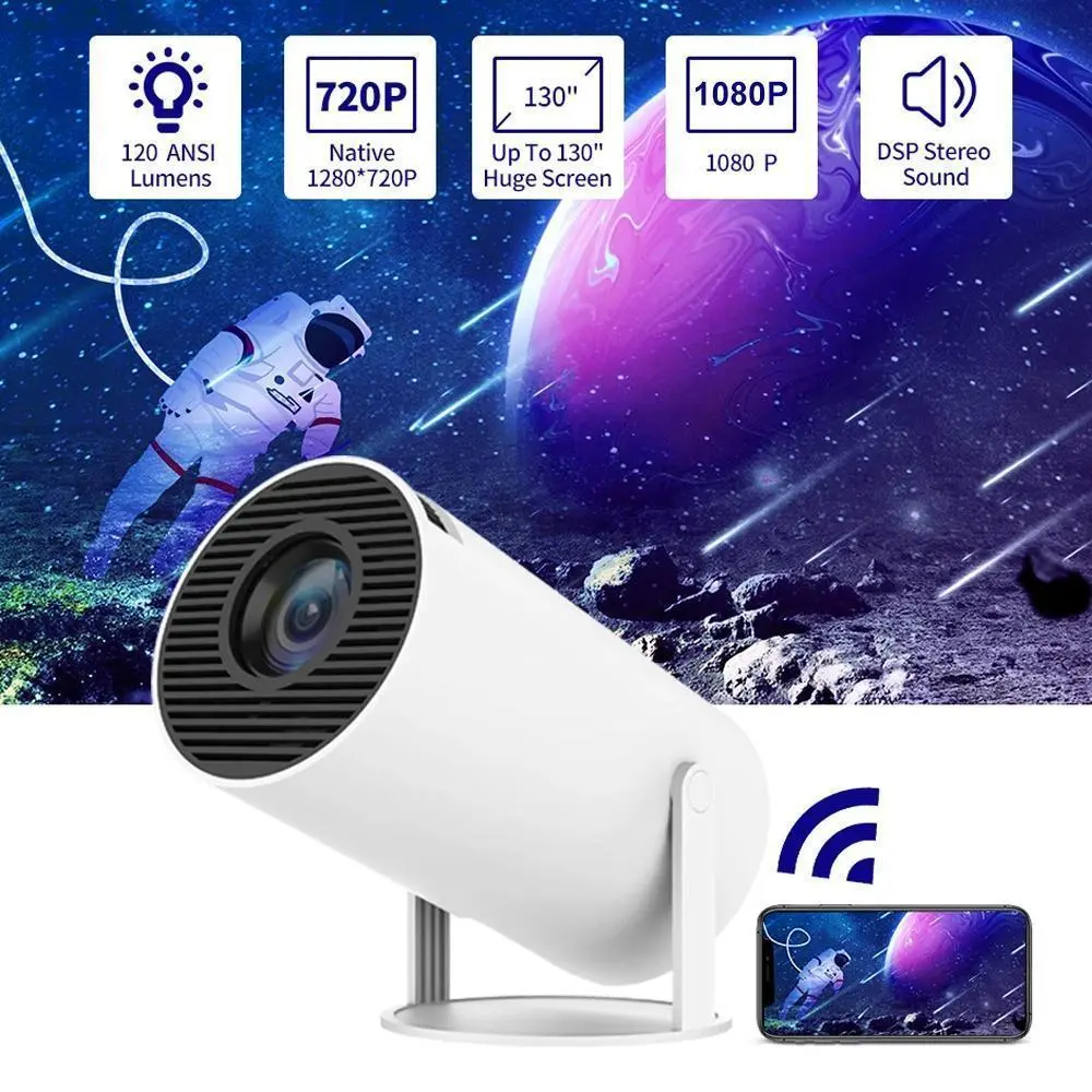【BackToSchool】2.4/5G WiFi Smart Projector, 360°Adjustable Stand 4K LED Projector Auto Keystone Correction Portable Projector, BT 5.2, 200 Inch Screen,Built-in speaker, Home Video Projector,for Valentine’s Day Gift