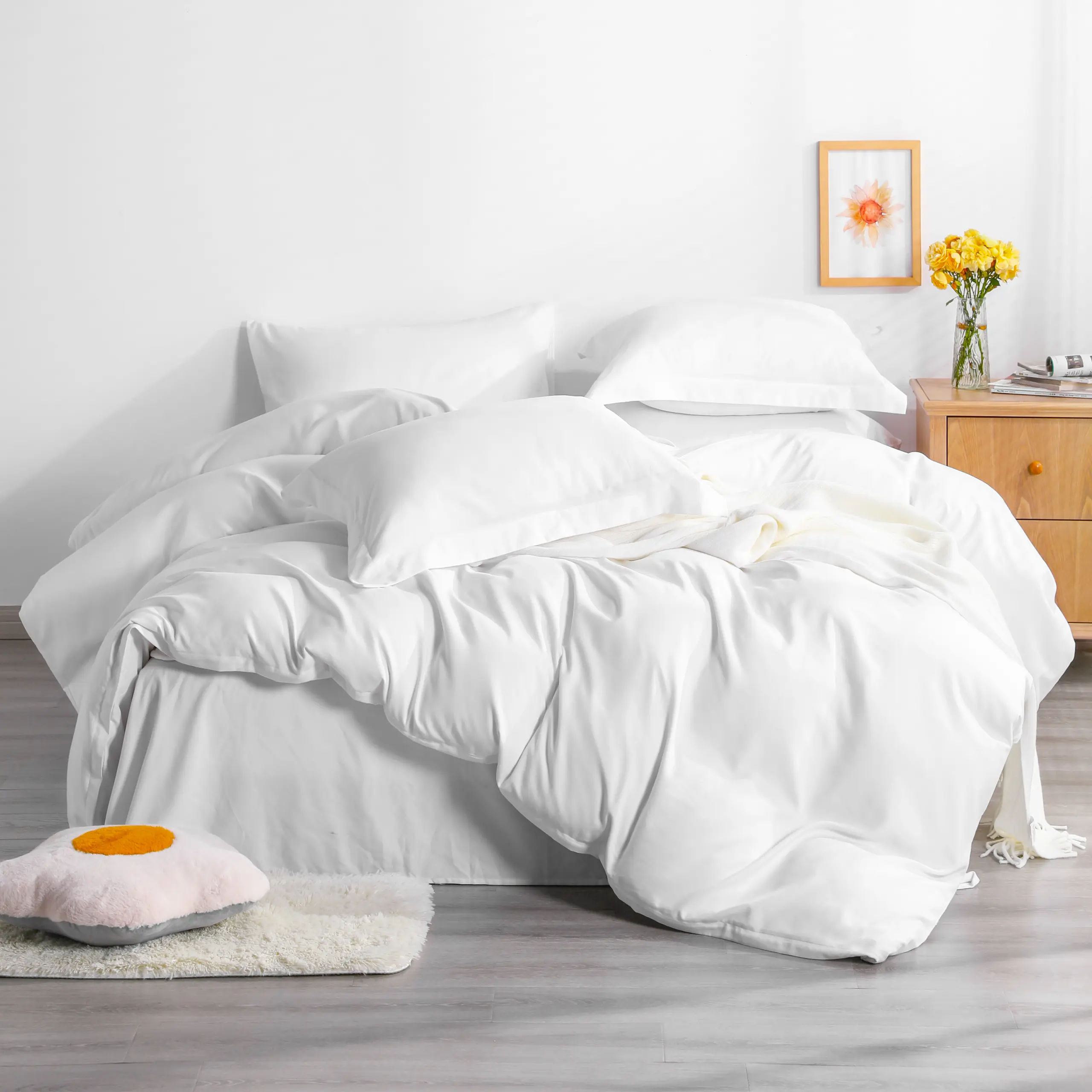 Bedsum 2-3 Pieces Soft Microfiber Duvet Cover Set, Solid Color Bedding Set with Zipper for Bed Covers, Soft Bedding Set