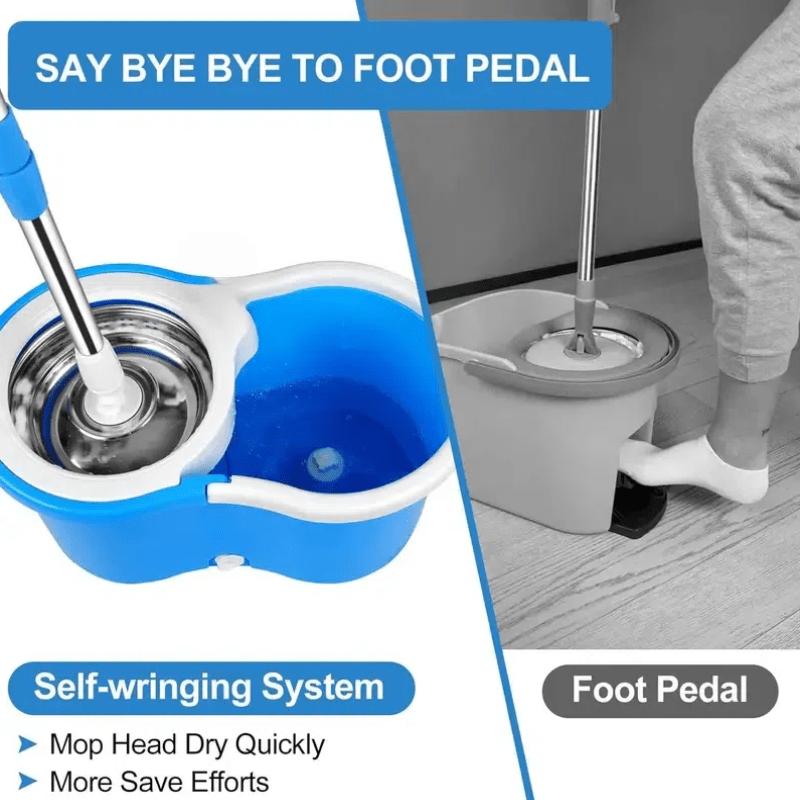 Spin mop large blue white; easy to clean; space-saving; rustproof; waterproof; odor-resistant; durable; lightweight; heavy-duty; hygienic; scratch-resistant
