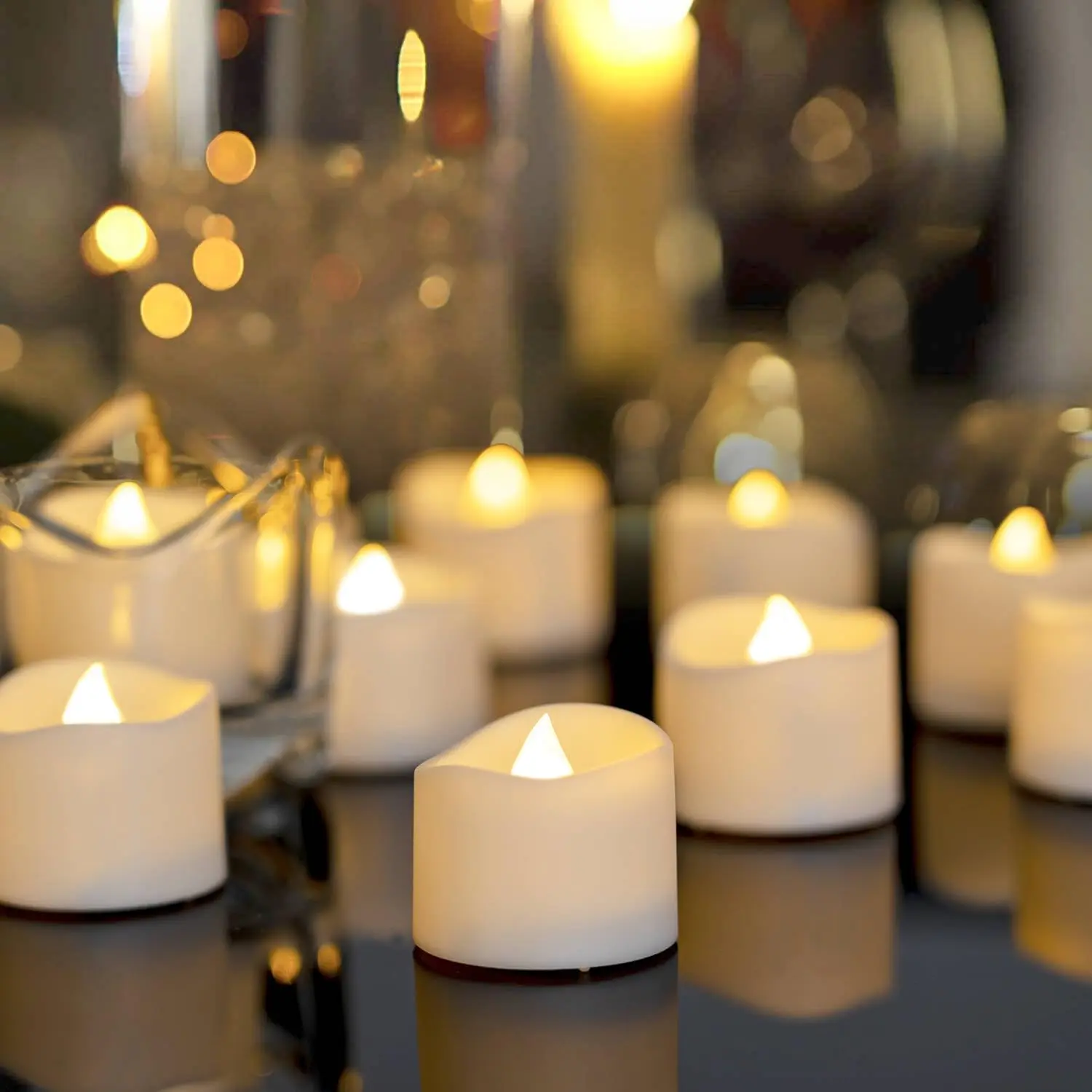 Plastic Whimsical Flameless Tea Lights Candles, 24-Pack/48-Pack Flickering Battery-Operated LED Fake Candles (200+Hours, 1.5in×1.3in, White Base) with USB Charging, Adjustable Lighting Modes for Room Decor, Light Decor, Decorating My Apartment