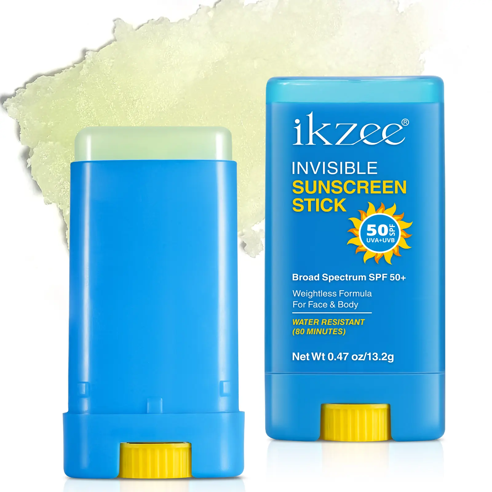 Ikzee Sport Mineral Sunscreen Stick - SPF 50 Zinc Oxide, Sensitive Skin Formula for Adults, 80-Minute Waterproof, 13g Travel Size for Facial & Body Care, All Skin Type Compatible