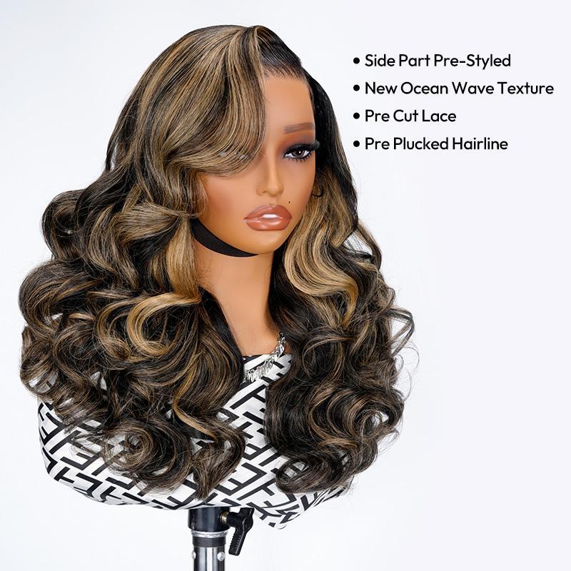 [NEW IN] West Kiss Glueless Wig Side Part Highlight Blonde Body Wave 13x4 Lace Front Wig Human Hair Pre Cut Pre Plucked Hairline Wigs TikTokShopSpringGlowUp