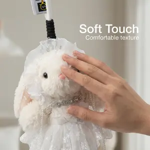 Free shipping White rabbit keychain; sweet and cute little rabbit doll car keychain; lucky pouch with rabbit pendant