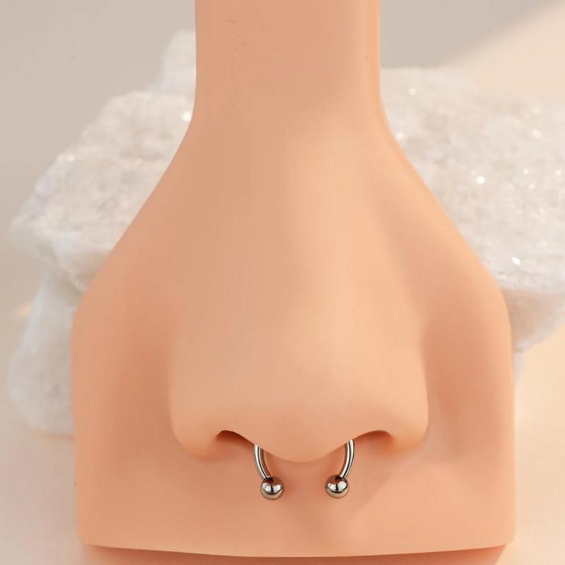 Oufer 2Pcs 18G/16G/14G/12G/10G Titanium Spike/Ball Internally Threaded Horseshoe Septum Pierced Ring Septum Clicer Ring Septum Jewelry Nostril Nose Piercing Body Jewelry