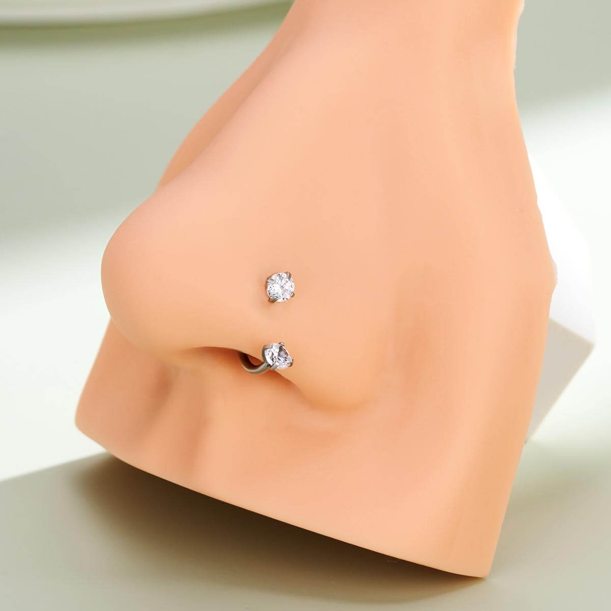 Oufer 16G Horseshoe Internally Threadless AAA+ Garde CZ Revisable Nostril Nose Cartilage Helix Lobe Piercing Ring Inner Diameter 7mm 8mm 9mm