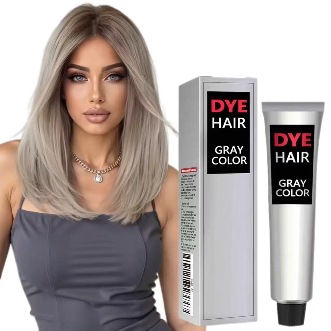 Silver Hair Dye Cream - Fashionable Metallic Gray Tones, Long-Lasting Fade-Resistant Formula, Gentle & Safe for All Hair Types, Easy At-Home Application, Suitable for Men & Women, Haircare, Nourishing