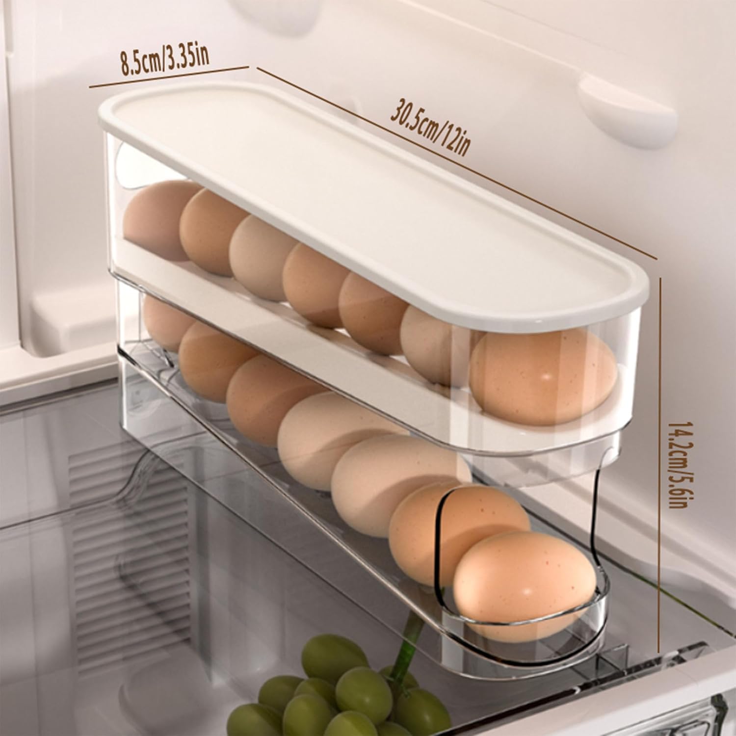 Auto Rolling Fridge Egg Organizer, Space Saving Eggs Dispenser for Refrigerator Storager, Home Egg Holder