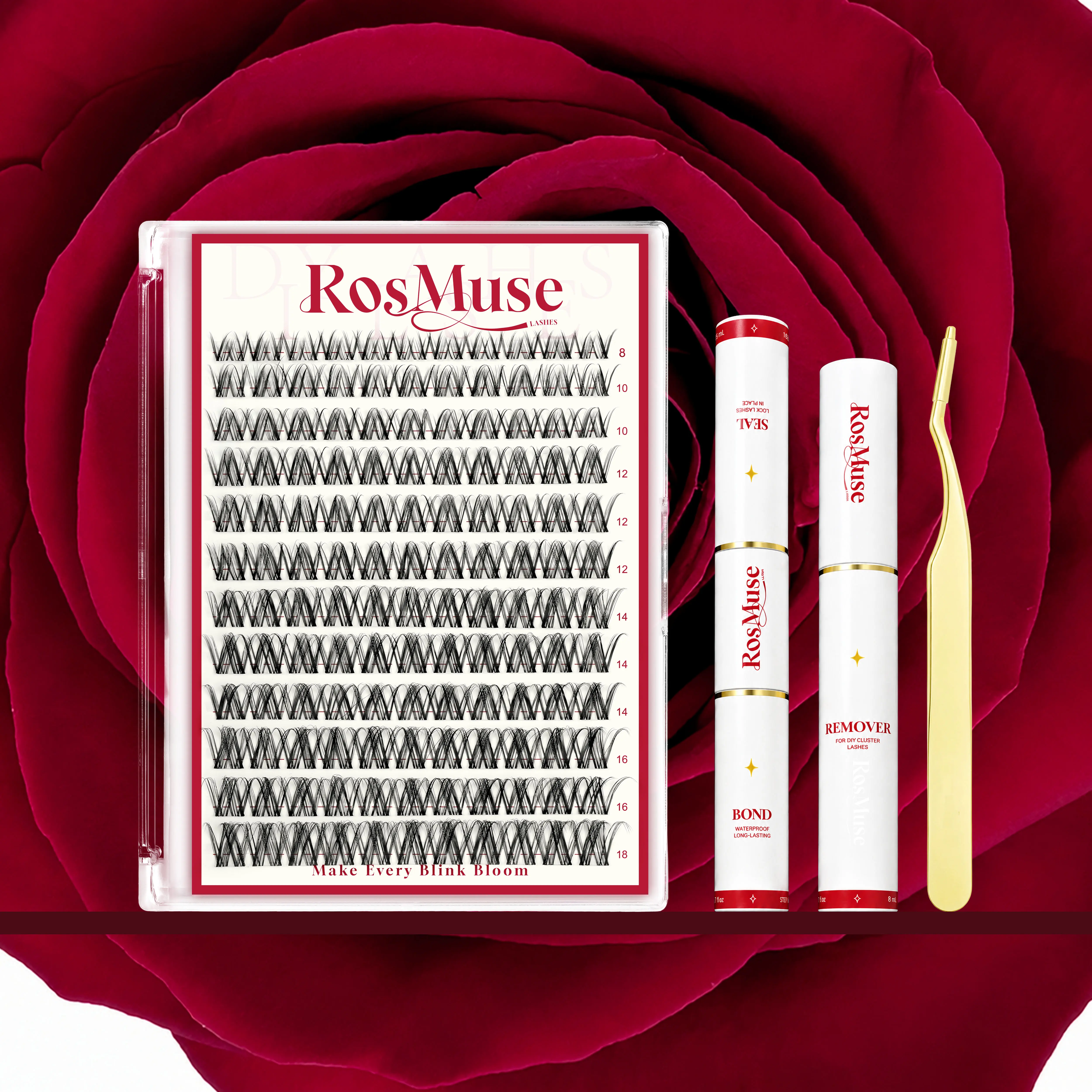 RosMuse Breeze Lash | D Curl Natural Layered Lash Clusters with Super Soft Thin Band | Waterproof, Cry-Proof & Long-Lasting | Airy 3D DIY Eyelash Extensions for Parties