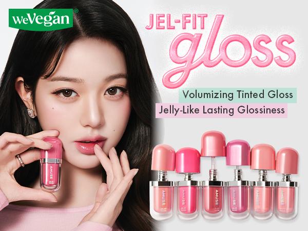 [AMUSE Seoul Official] Jel-Fit Tinted Lip Gloss | 10 Shades, High-Shine, Lipstain, Plumping, Ultra-Glossy Finish, Peptides & Cica PDRN