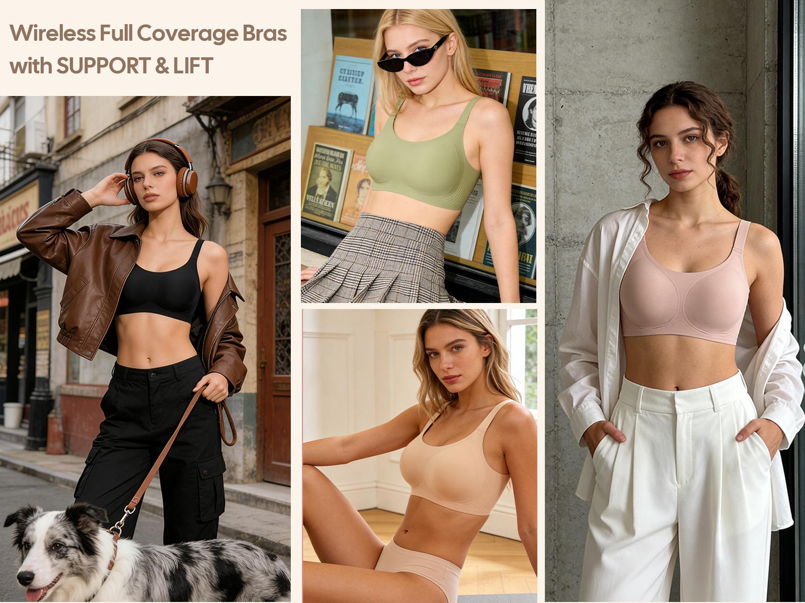 Women’s Wireless Bras – Full Coverage, Comfortable Padded T-Shirt Bra, Everyday No Underwire Support