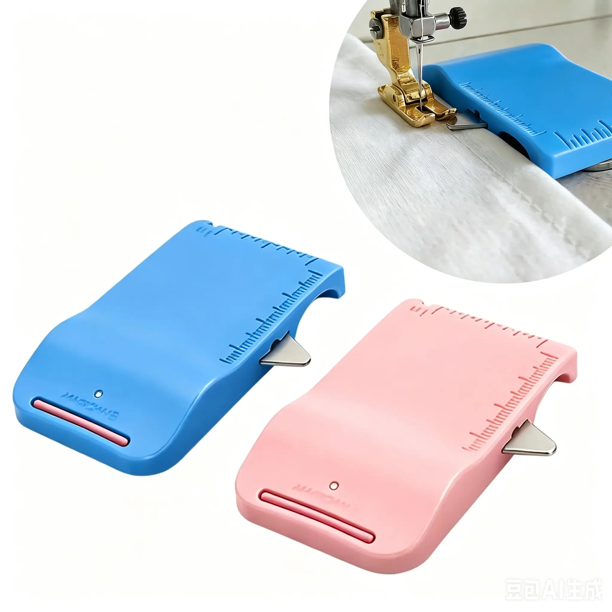 LZDJTQ Magnetic Sewing Edge Guide Sleeve Tool, 4-in-1 ABS Magnetic Sewing Machine Guide with Built-in Seam Ripper & Ruler Scale, Perfect for Cuffs Plackets Topstitching, Sewing Accessory for Beginners