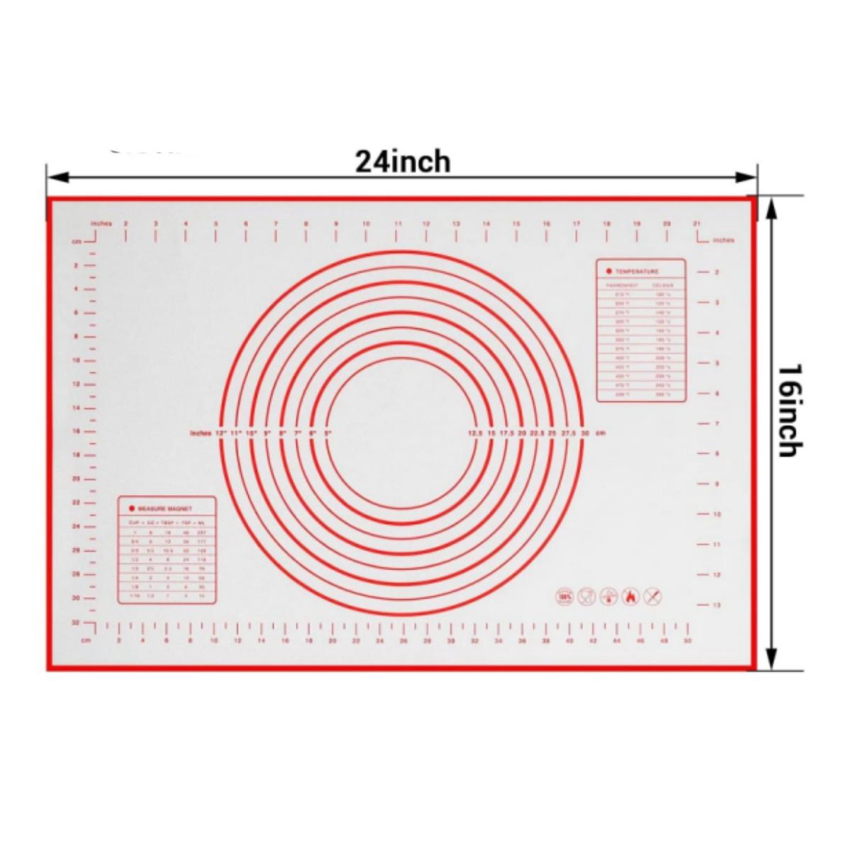 16" x 24" Non-Slip Silicone Pastry Baking Mat with Measurement for Rolling Dough Pie Crust Pizza Cookies Non-Stick Anti-Slip Kitchenware Christmas gift