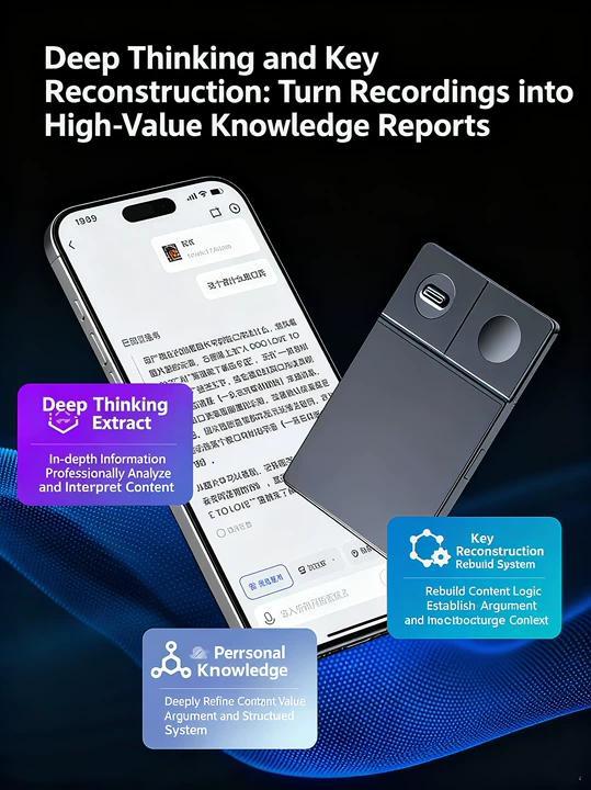 AI Noise-Reduction Voice Recorder 64GB with App, Real-Time Transcription & 112-Language Support for Interviews, Lectures & Calls (Black)