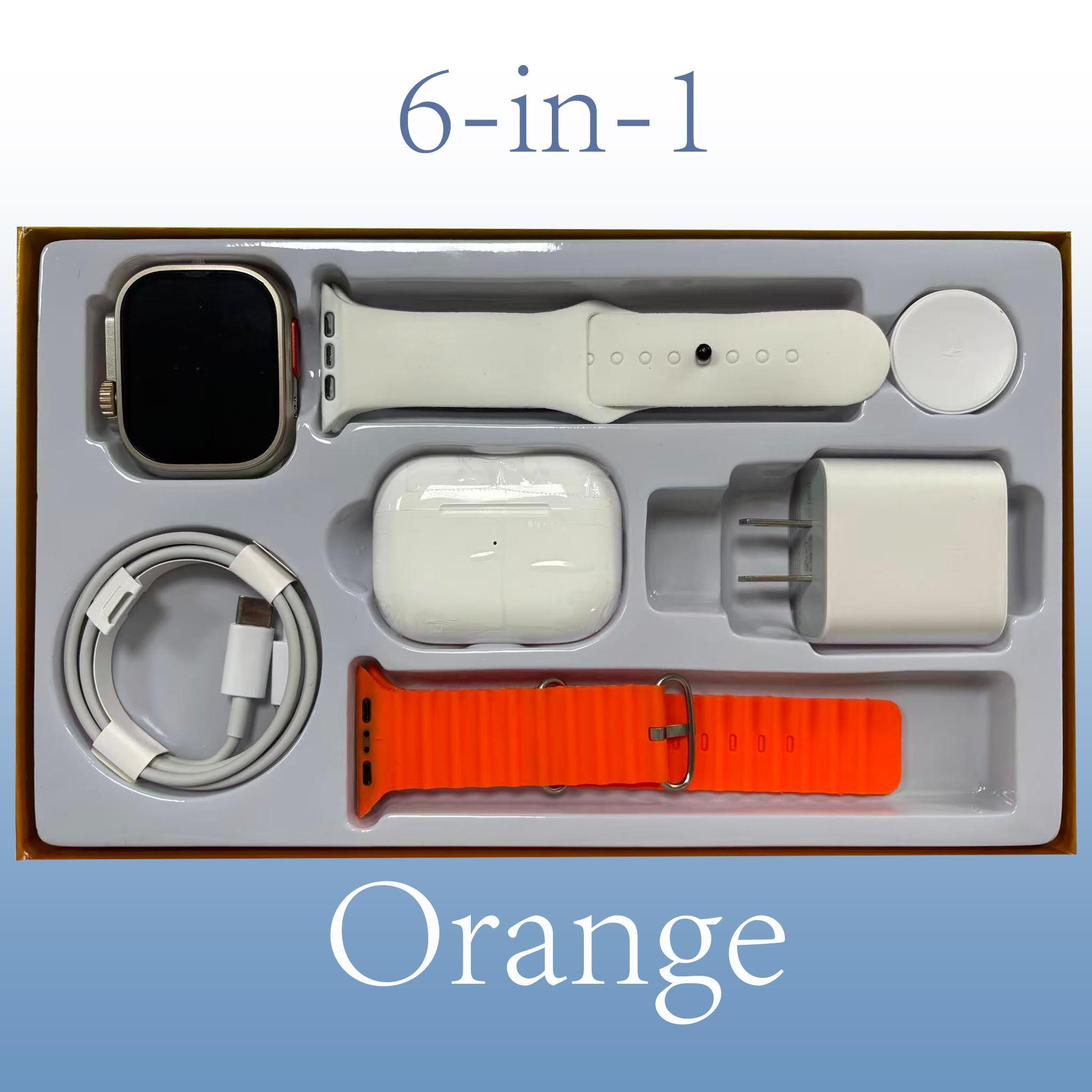 6-in-1 Smar twatch Kit Smart Watches for iPhone/Andriod: Smartwatch, Bluetooth headphones, 20W fast charger, Type-C cable, adapter, audio support, compact & portable Wearable Tech Android Charging Smartphone Chargeable