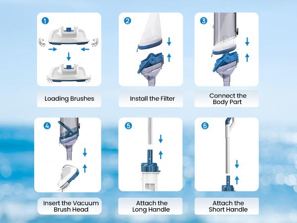 【Spring Cleaning】Enhulk PooCl Vacuum for Above Ground Pool with Telescopic Pole, Running time up to 1H, Handheld Design with Powerful Suction up to 18.5 gallon/min