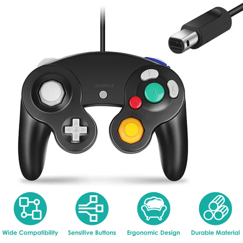Wired Shock Rumble Game Controller - Classic Gamepad with Wired Connection, Game Console Accessories Compatible with Nintendo Wii & Gamecube, Gaming Controllers