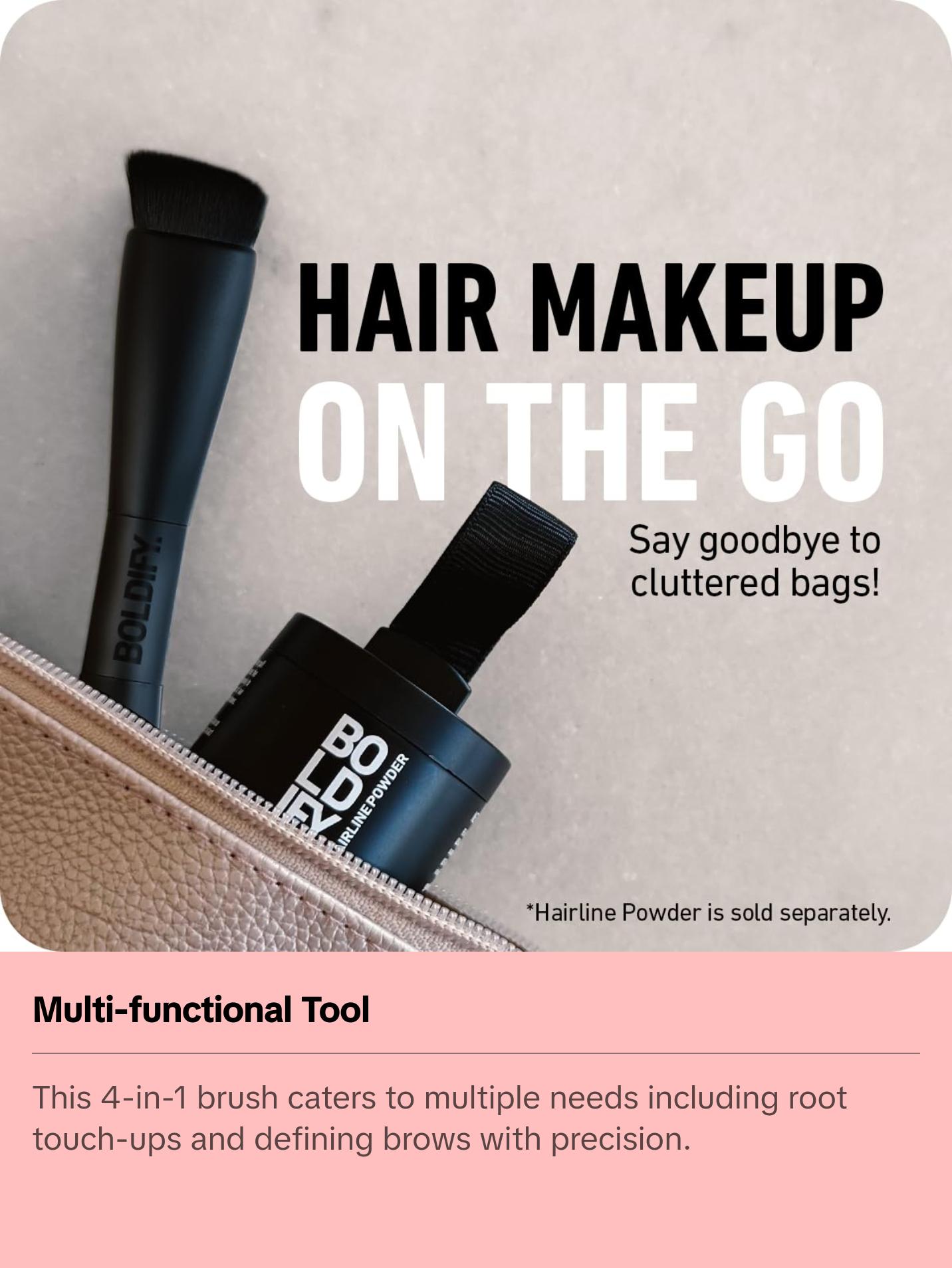 BOLDIFY Four Ended Hairline Powder Brush - Precision Hair Makeup Brush Set with Sponge Tip for Seamless Blending - Ideal as a Hair Concealer Brush, Hair Contour Brush, Root Touch Up