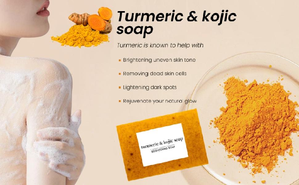 3 Pack Turmeric Kojic Acid Soap Bars(100g) - Infused with Retinol, Hydrolyzed Collagen, Vitamin E & Shea Butter, Gentle Care for Face, Body & Underarms, SLS Free, Suitable for Oily & Dry Skin