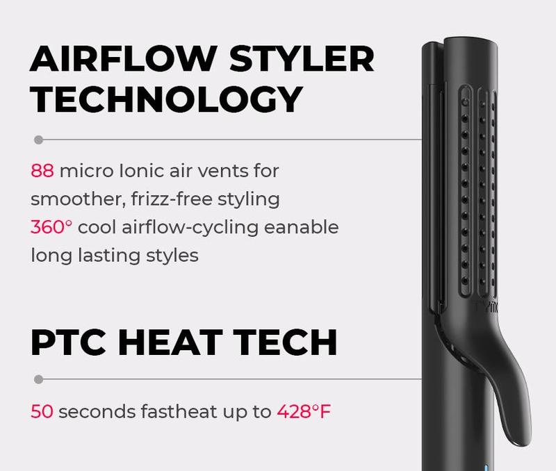 TYMO AIRFLOW- Straightener and Curling Irons 2 in 1, 360° Cooling Air Hair Curler, Tourmaline Coating, Comfort, hair styling tools, Plancha de cabello