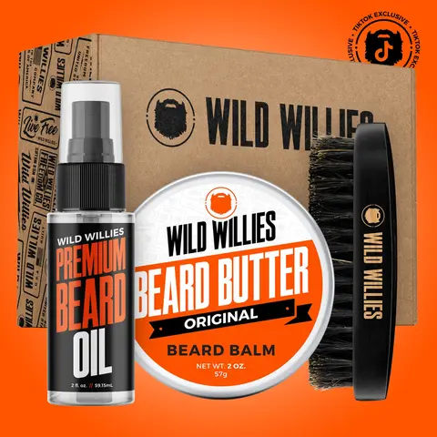 #1 Beard Starter Set for Men - Oil, Styling Balm & Brush | WILD WILLIES