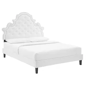Modway Gwyneth Tufted Performance Velvet Twin Platform Bed in White