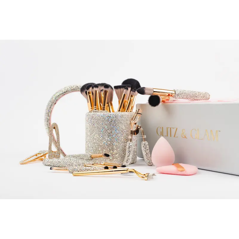 SILVER/PINK Glitz & Glam | 29pc Essentials Collection Brush Set | MU9887