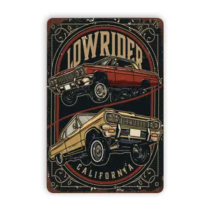 WSTKJW Lowrider California Metal Signs Vintage Wall Decor for Home Homies Bar Room Man Cave Garage Retro Tin Plaque 12"x8" Inch Decoration Signage