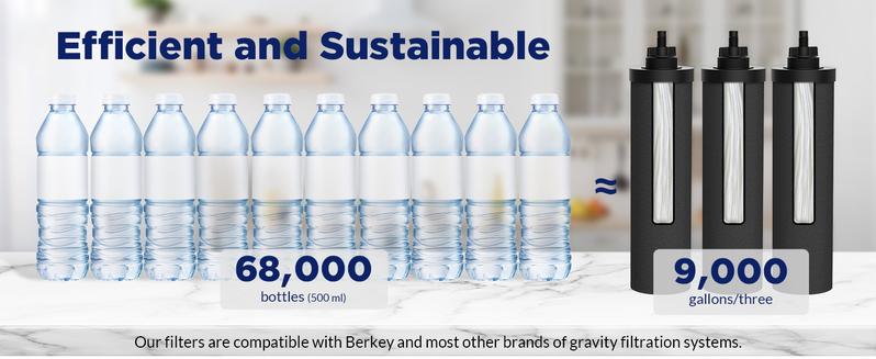 Membrane Solutions /Wakiwaki U3P UV Smart System 2.25-Gallons Stainless Steel Gravity Water Filter Fed Tank with 3 Black Filters