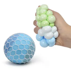 Mix Colored Grape Mesh Squeeze Ball Change Color Ball Stress Relief Sensory Toy Soft Hand Exercise Bouncy Ball for Anxiety Relief