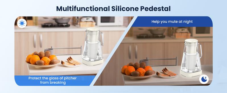 Glacierfresh 10 Cup Glass Water Filter Jar Pitcher, 80 oz Wide Mouth with flip lid, 5-Stage Filtration Tech, Reduces 99% Chloriner, for Water, Beverage,  Iced Tea, Cold Brew Coffee, BPA Free, Drinkware, Mason, kitchenware Home