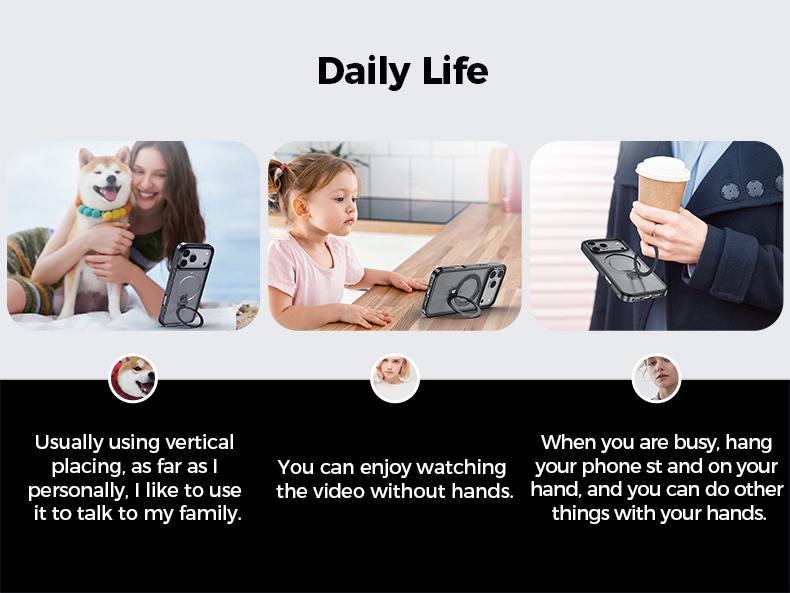 NEW - MAGIC JOHN 360 Degrees Rotating Magnetic Stand Phone Case for iPhone and SamSung