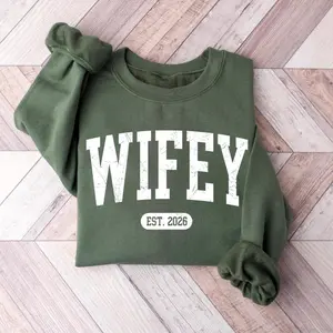 Personalized Wifey Sweatshirt, Future Mrs, Wife Shirt, Bride Engagement Gift Casual Tee for Men & Women Made in USA Menswear