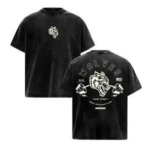 Darc Sport Wolves Gym Washed Tee v6: Premium Heavyweight Cotton Workout Shirt with Stylish Gymnastic Fan Merch Appeal, Versatile Streetwear Essential, Vintage Hip-Hop Vibes, and Retro Design – The Perfect Limited Edition Gift for Sports Lovers