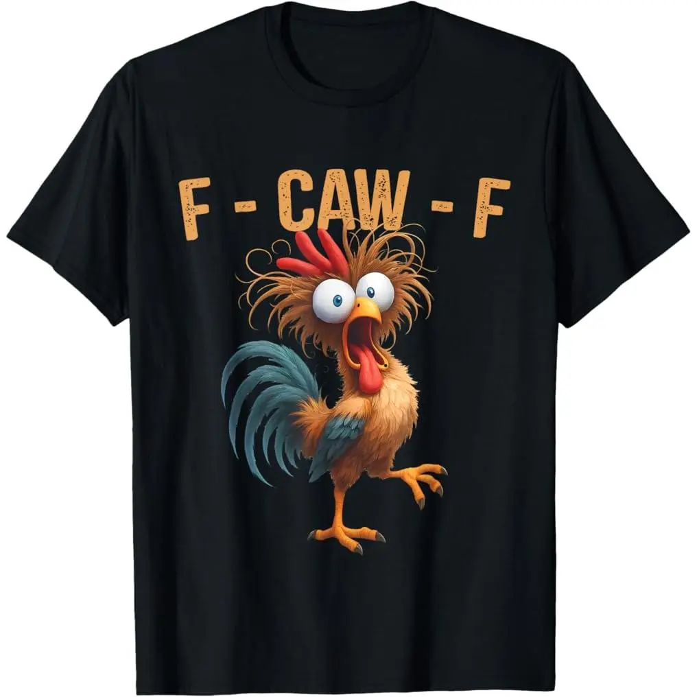 100% Cotton Casual Festival Short-Sleeve T-Shirt, Funny Chicken Humor Quote Rooster Meme Menswear, Breathable Fabric for Men, Shortsleeve, Soft, Long